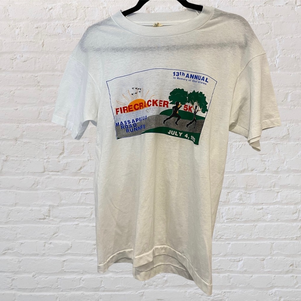 Vintage 1993 Single Stitch White 'Firecracker 5K' Graphic Tee